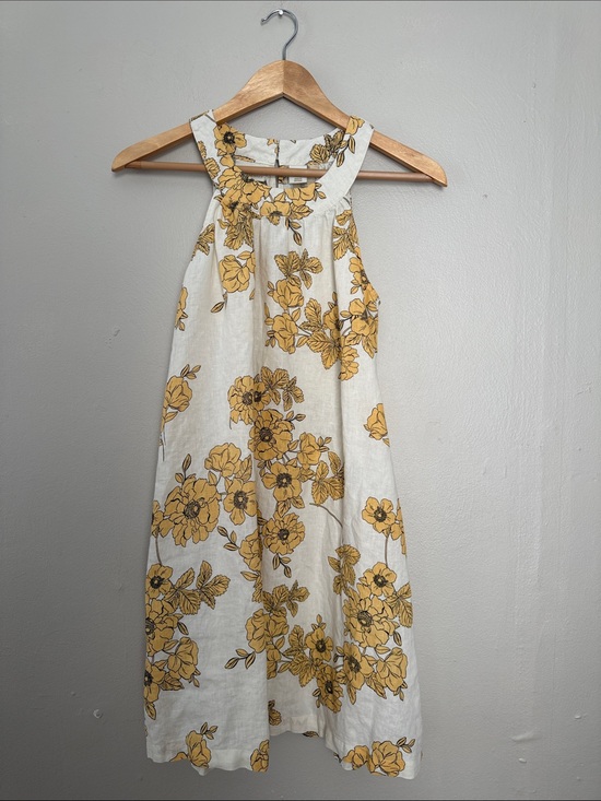 Cynthia Rowley Dresses & Skirts - Cynthia Rowley Cream Linen Dress with Yellow Floral Print XS